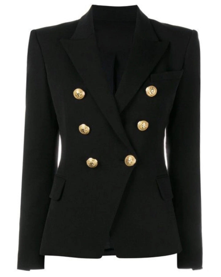 black gold button blazer