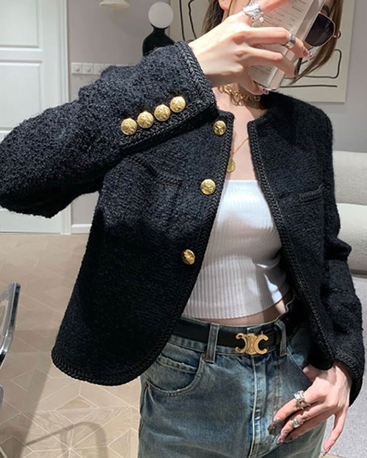 black tweed blazer 