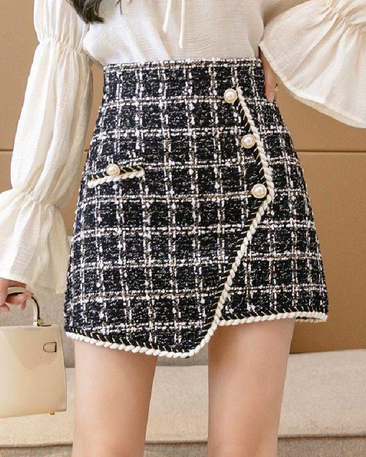 tweed skirt black