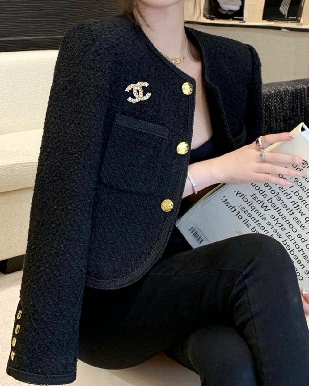 black tweed jacket