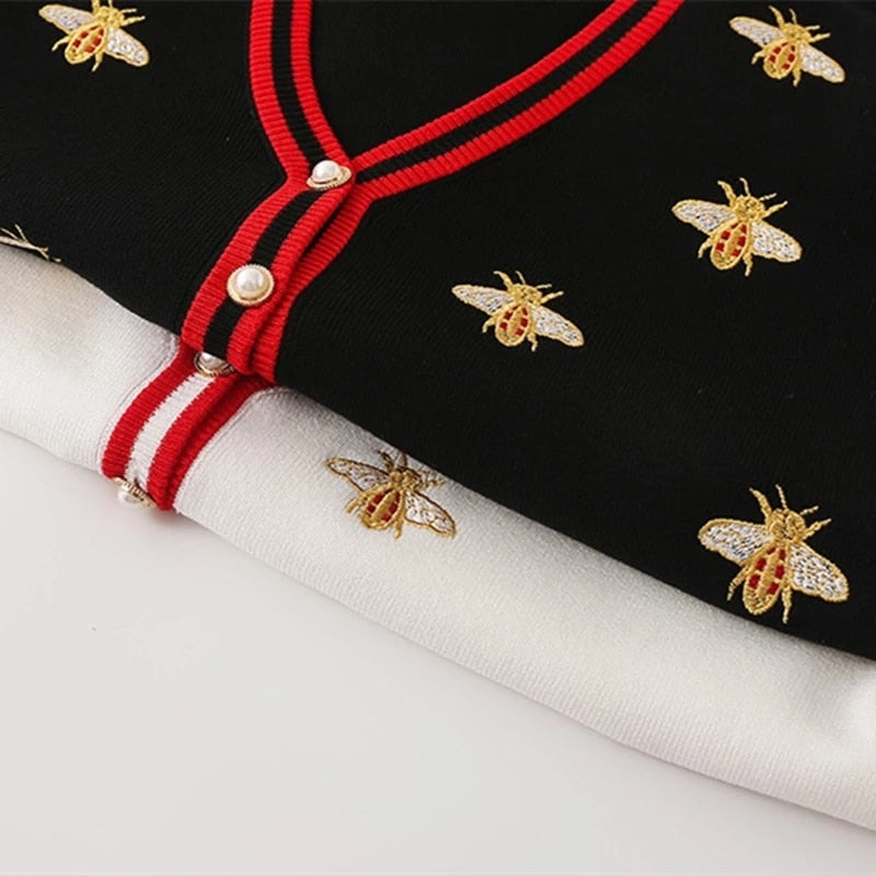 Queen Bee Embroidered Cardigan Sweater