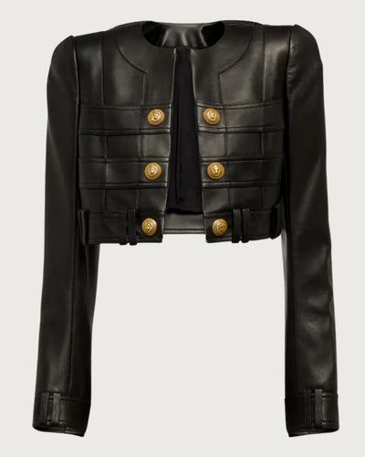 black leather cropped jacket