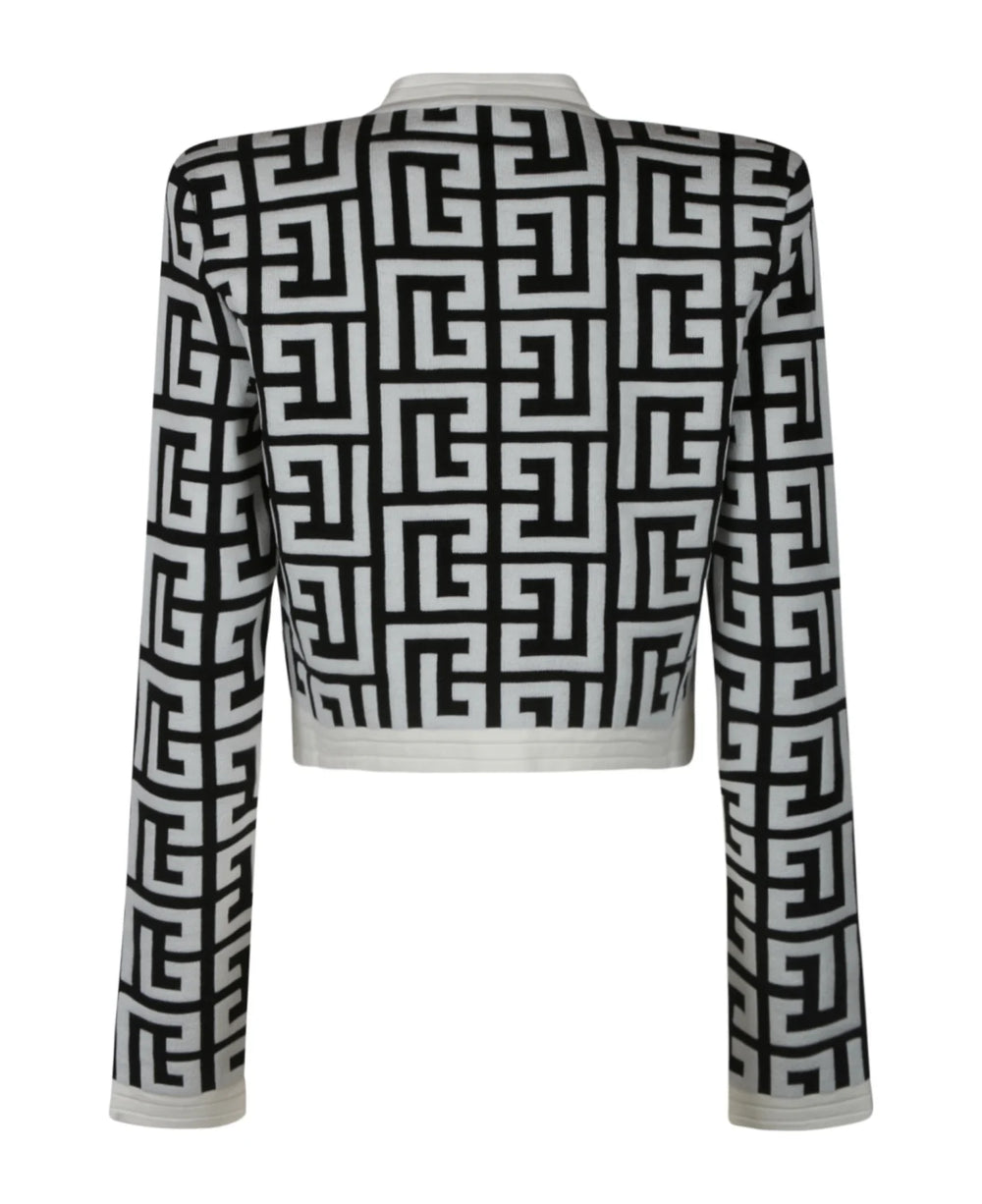 black and white jacquard sweater