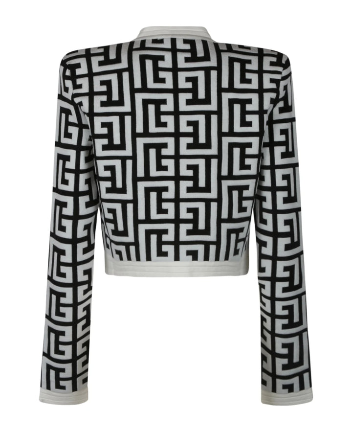 black and white jacquard sweater