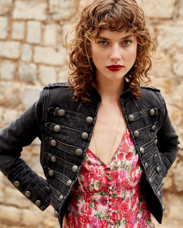 Retro Denim Military Style Jacket
