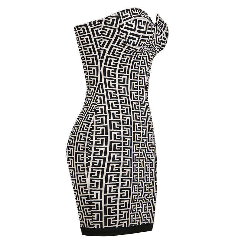 jacquard monogram strapless dress