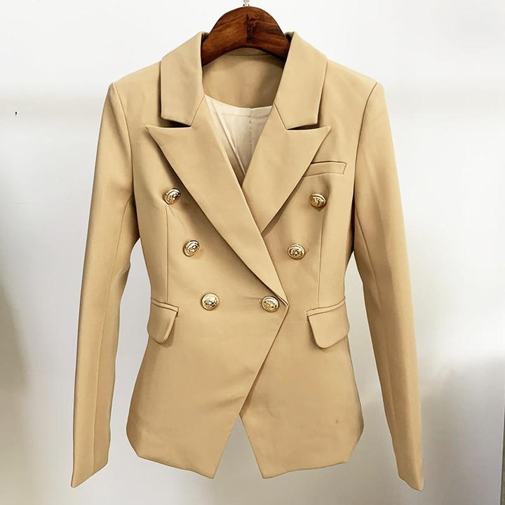 khaki gold button blazer