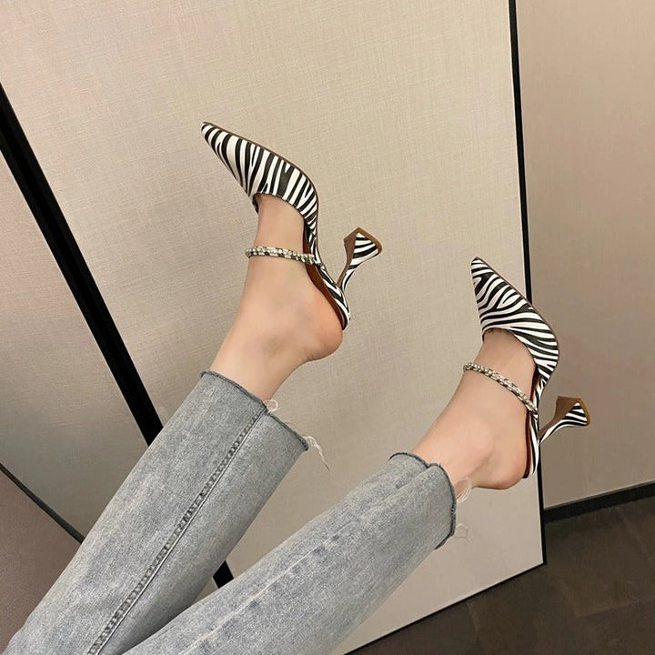 Zebra Swarovski Crystal Pointed Toe Pumps