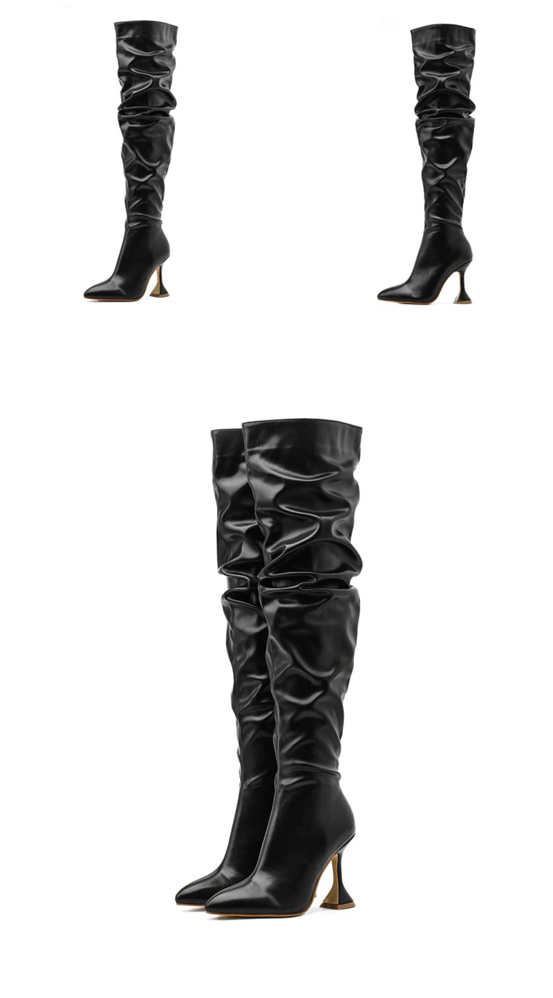 thigh high black boots