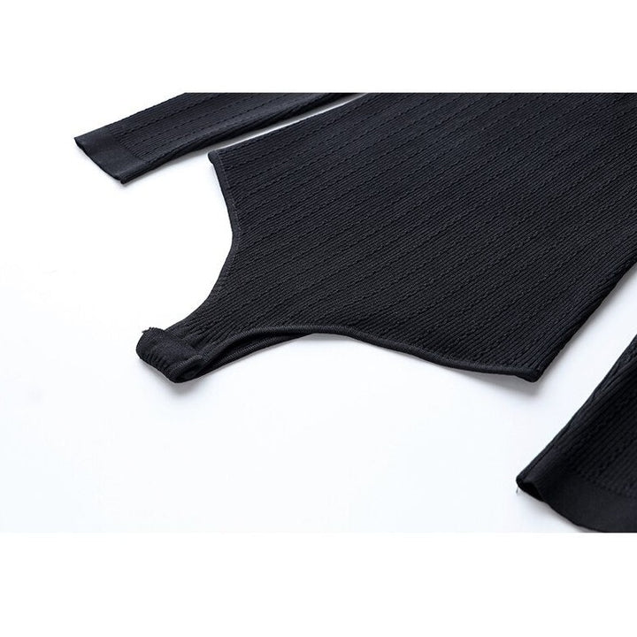 Black Gold Button Long Sleeve Bodysuit