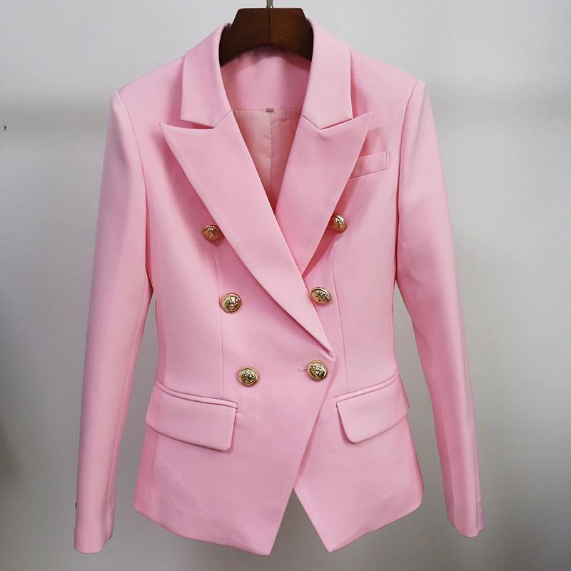 Baby Pink Gold Button Blazer