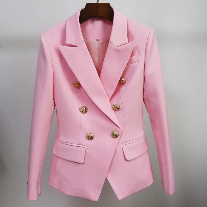Baby Pink Gold Button Blazer