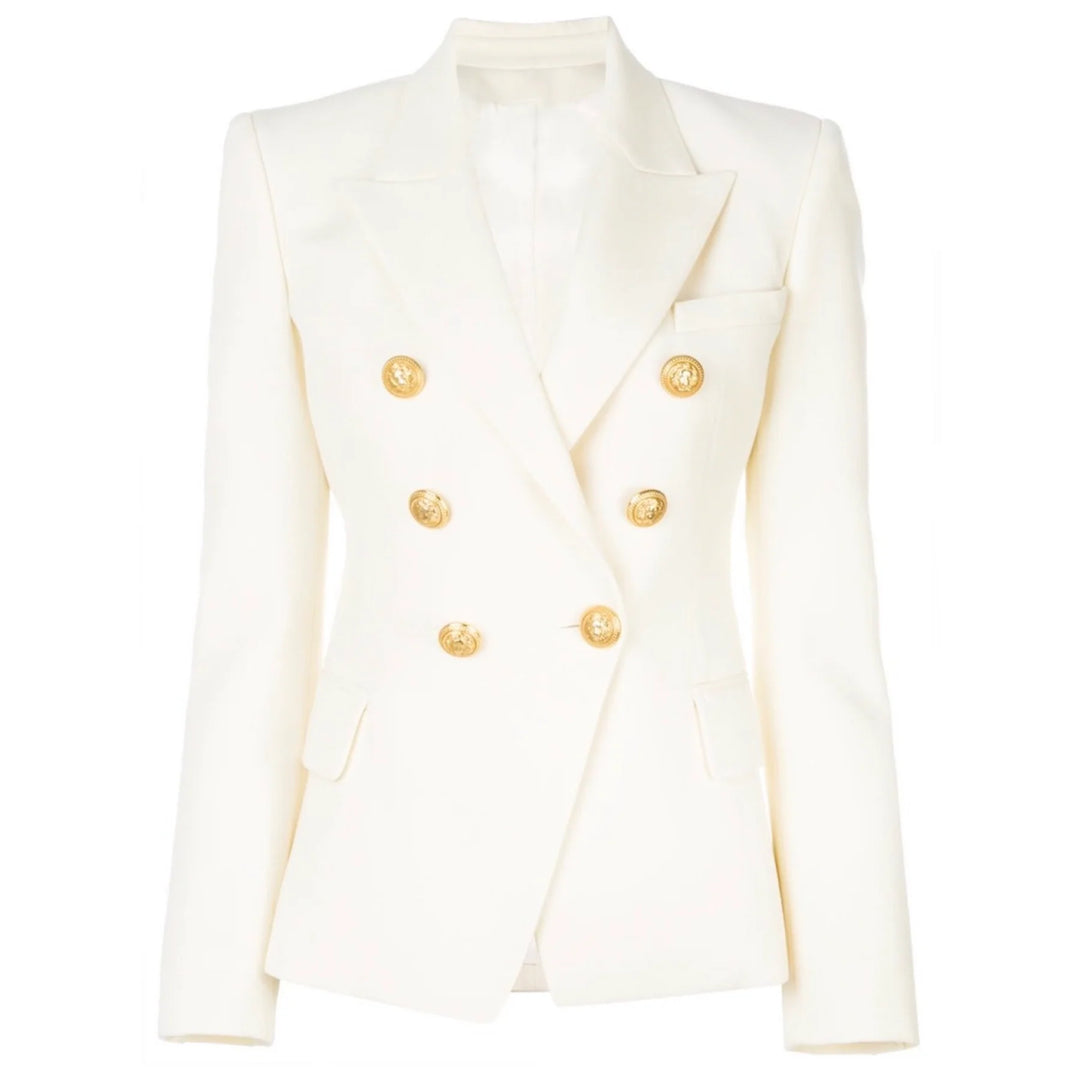 White Gold Button Blazer