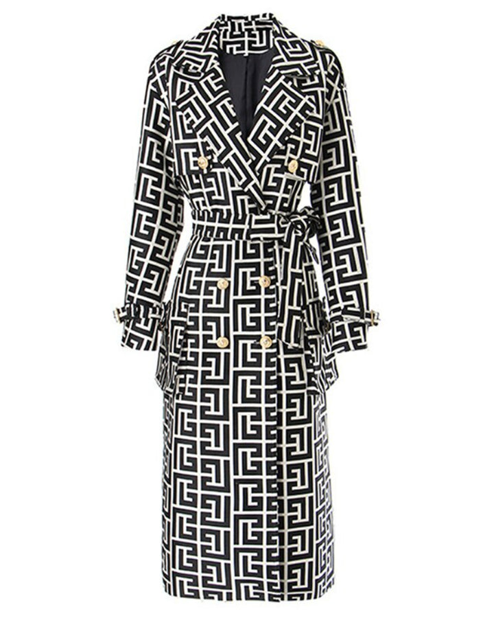 Jacquard Gold Button Trench Coat