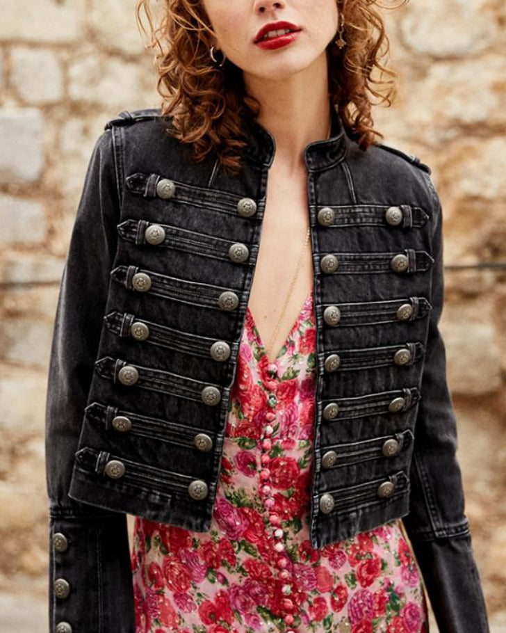 Retro Denim Military Style Jacket