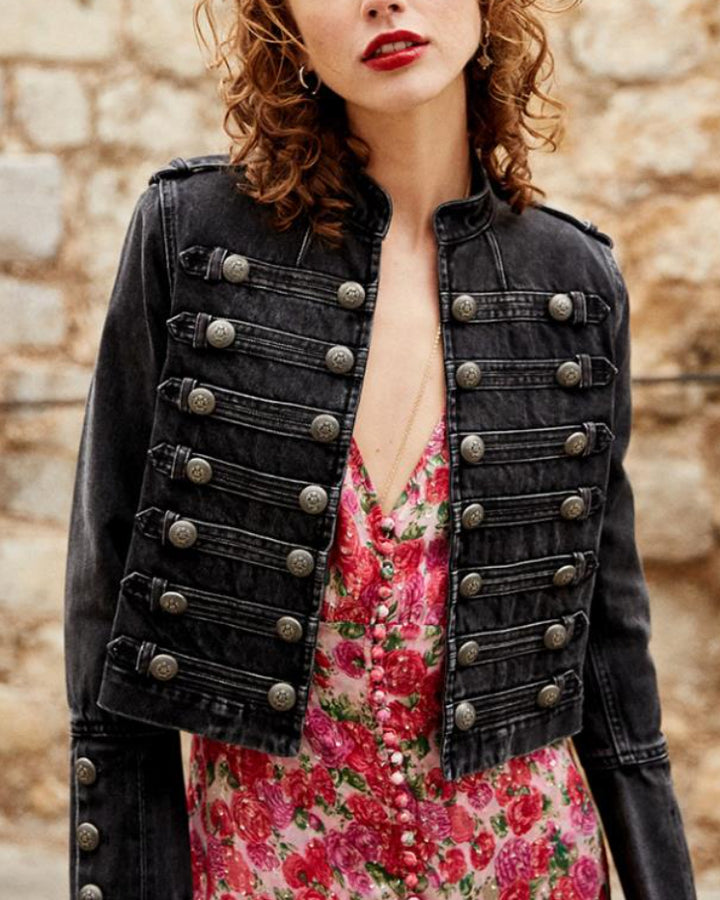 Retro Denim Military Style Jacket