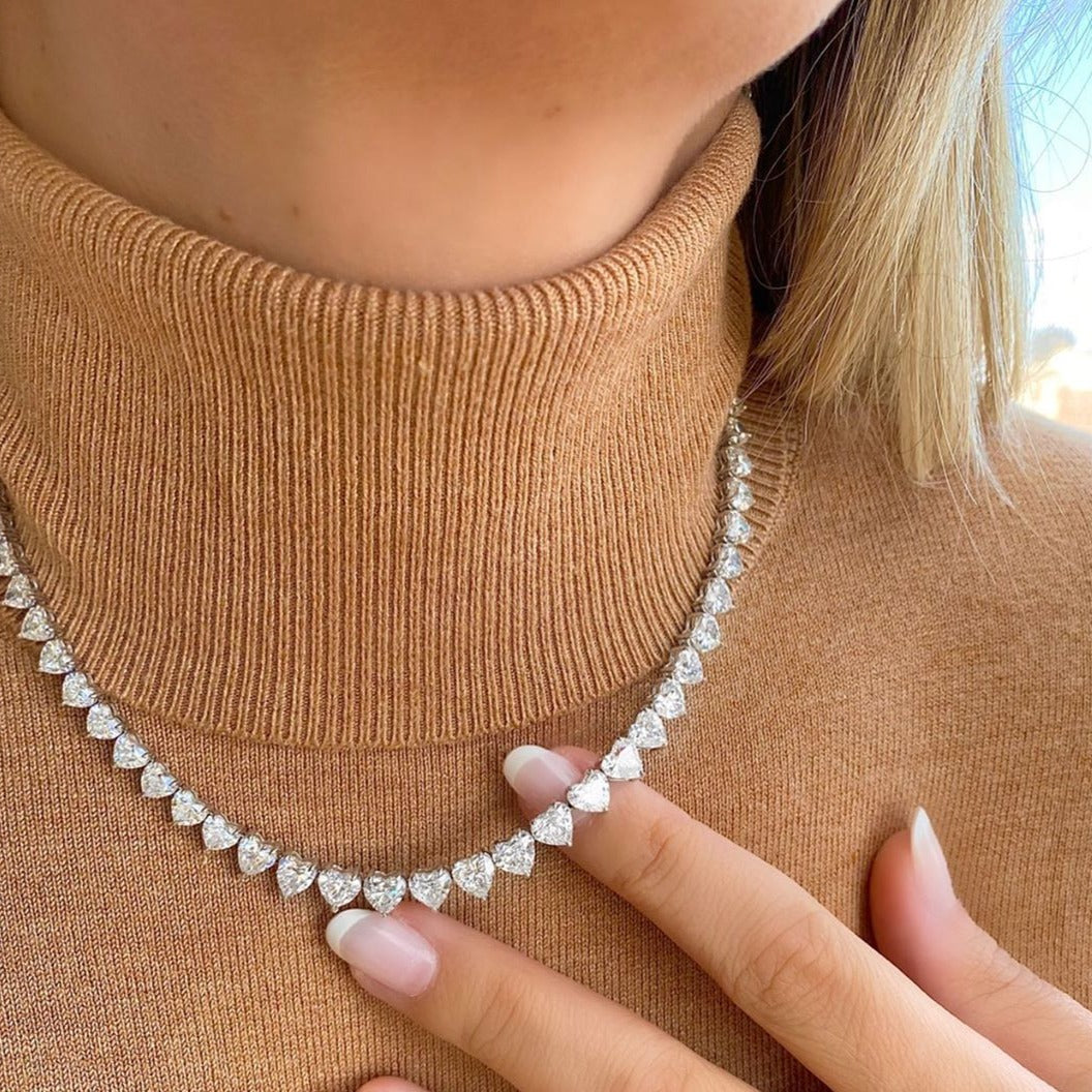heart tennis diamond necklace