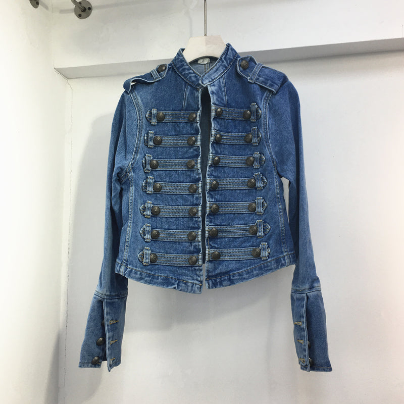 Retro Denim Military Style Jacket