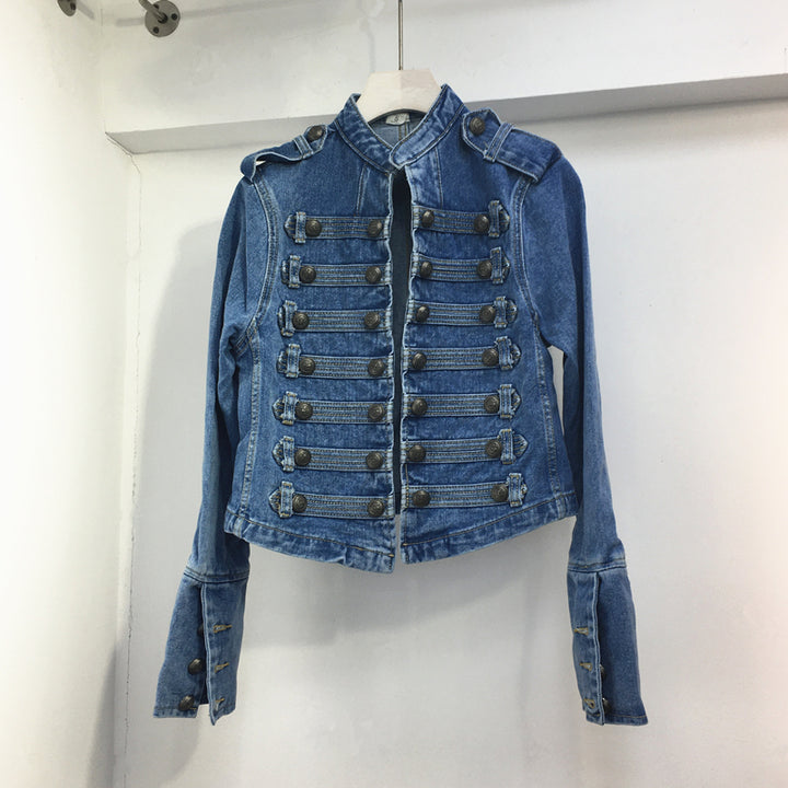 Retro Denim Military Style Jacket