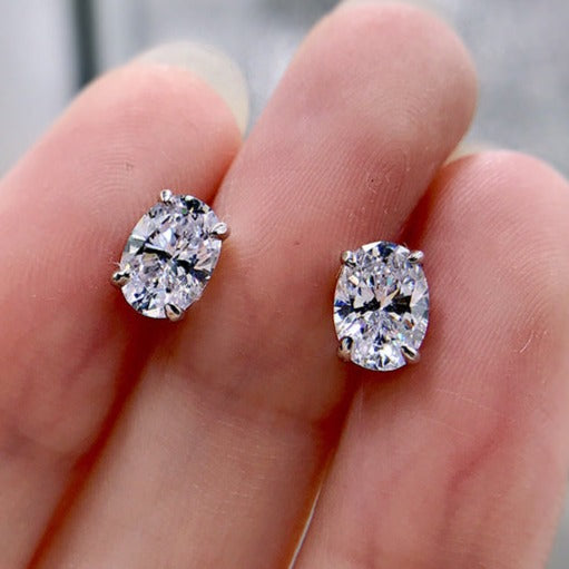 oval cz diamond earrings