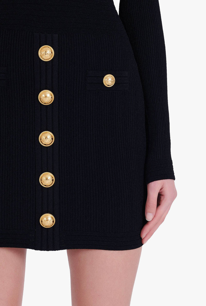 Black Long Sleeve Gold Button Bandage Dress