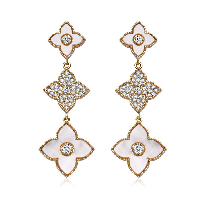 Mother Of Pearl Clover Drop Earrings