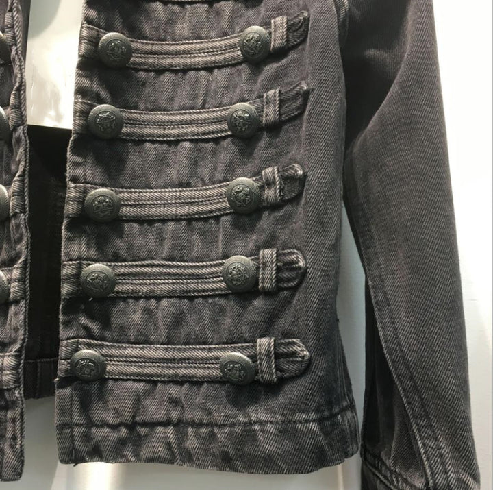 Retro Denim Military Style Jacket