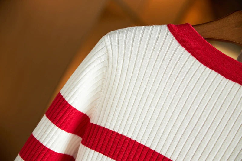 Striped Gold Button Cardigan Sweater