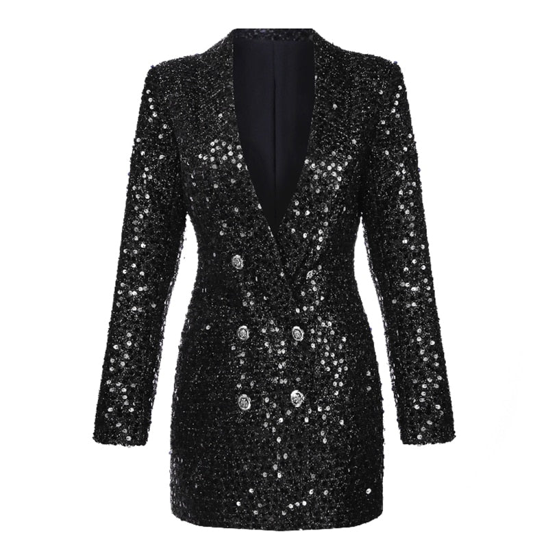 Black Sequin Blazer Mini Dress