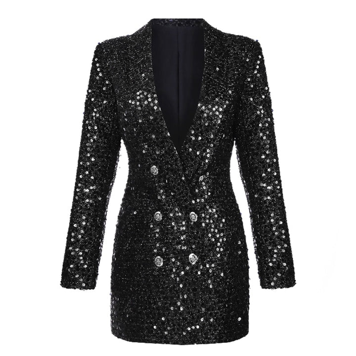 Black Sequin Blazer Mini Dress