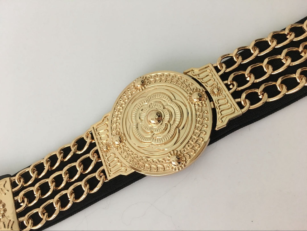 Vintage Gold Chain Medallion Belt