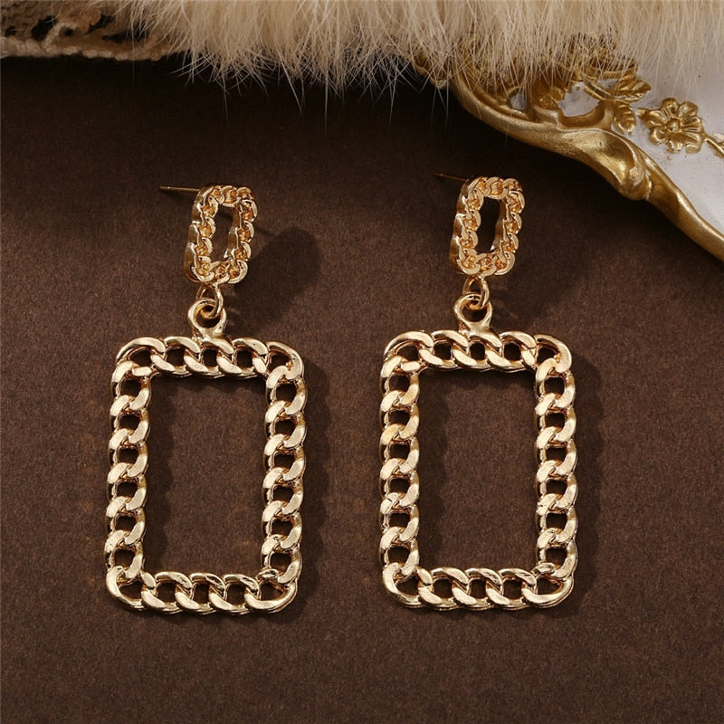 Audrey Vintage Gold Chain Link Earrings
