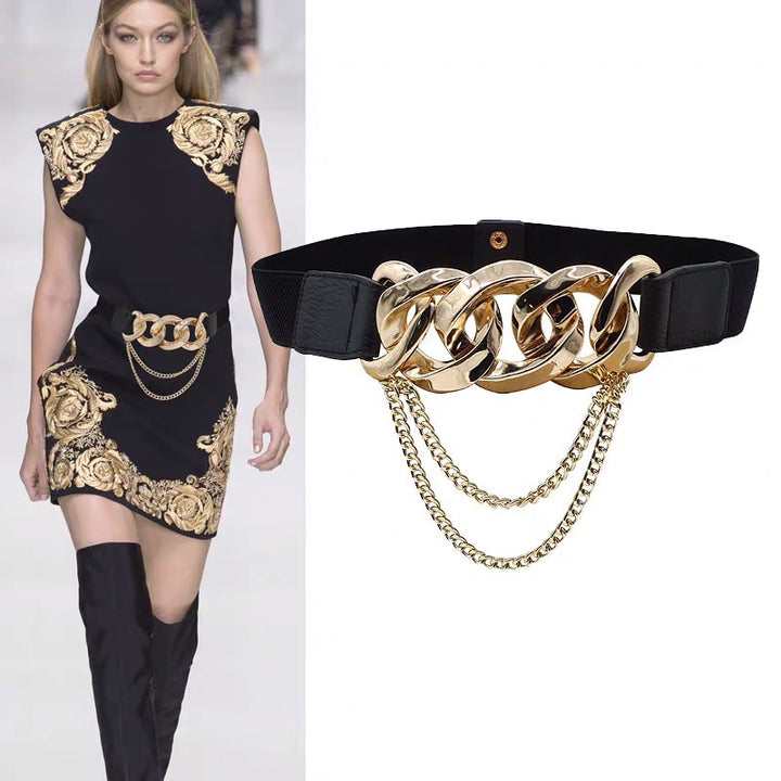 Runway Gold Chain Tassel Belt
