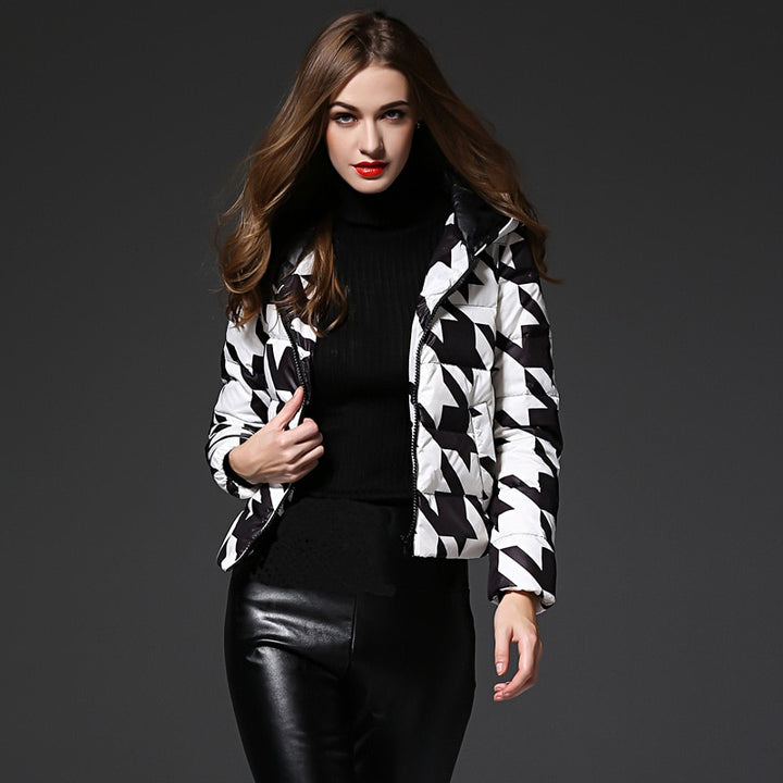 Runway Houndstooth Down Jacket