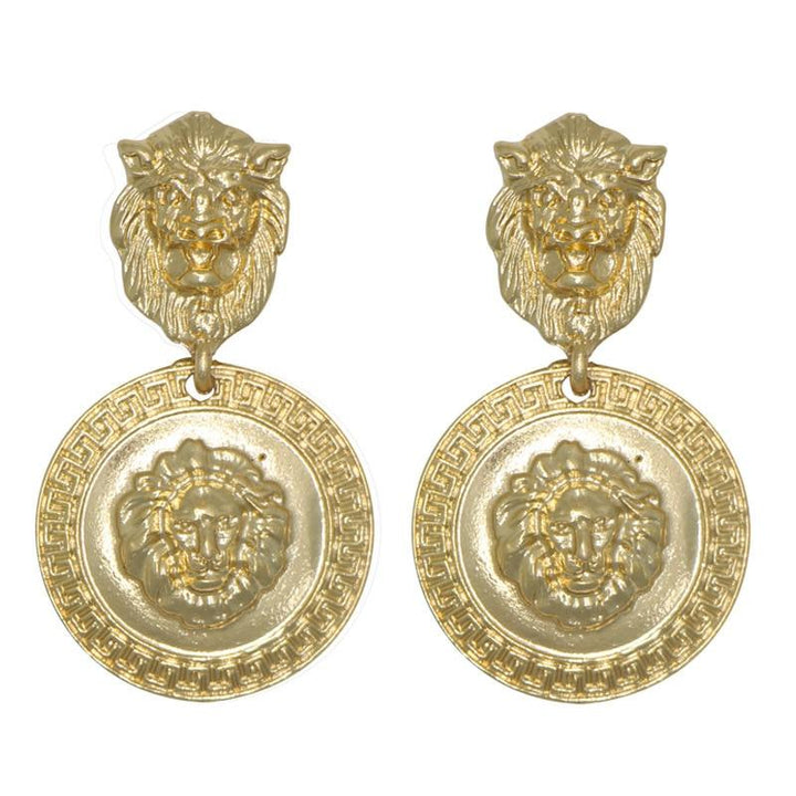 Gold Lioness Vintage Drop Earrings