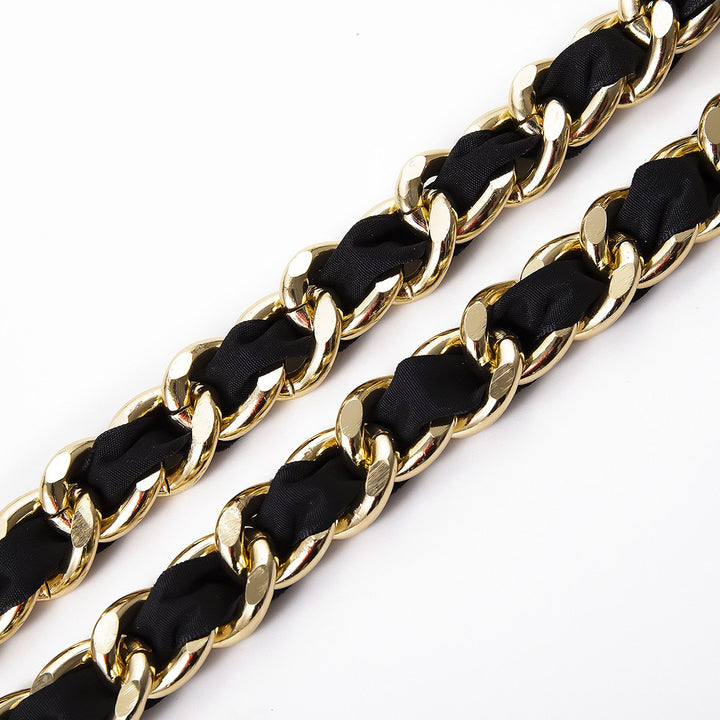 Vintage Couture Black & Gold Chain Tassel Belt