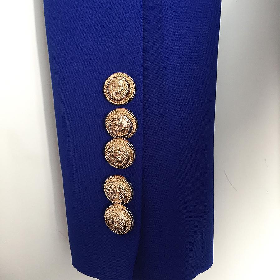 Cobalt Blue Double Breasted Gold Button Blazer