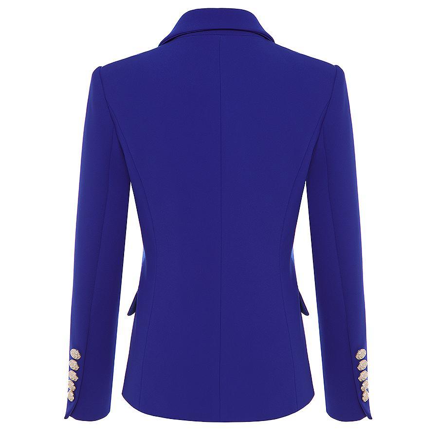 Cobalt Blue Double Breasted Gold Button Blazer
