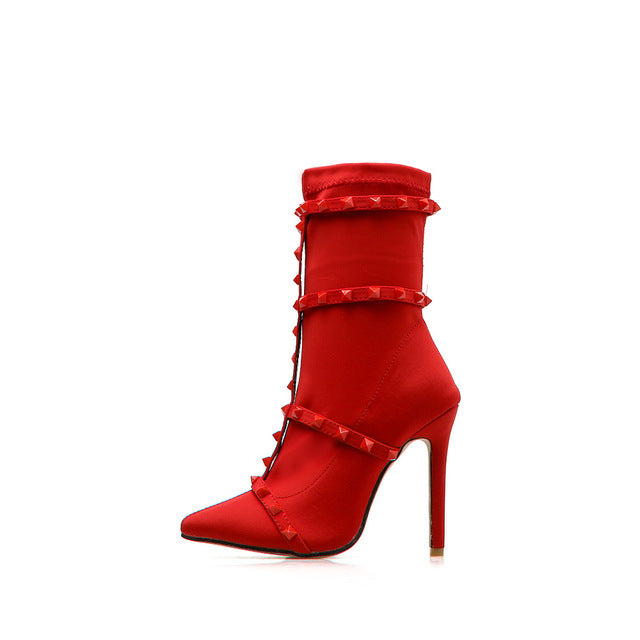 red rockstud ankle boot