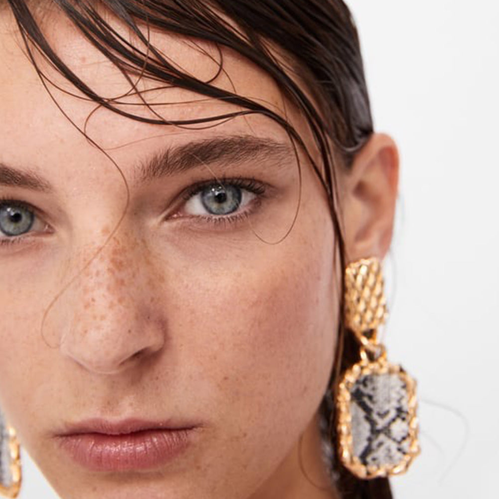 Snakeskin Gold Statement Earrings