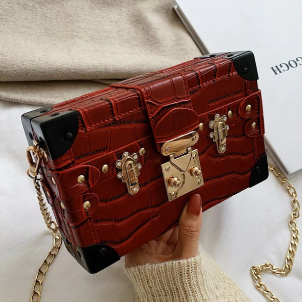 Kristina Leather Gold Trunk Purse - Limited Edition