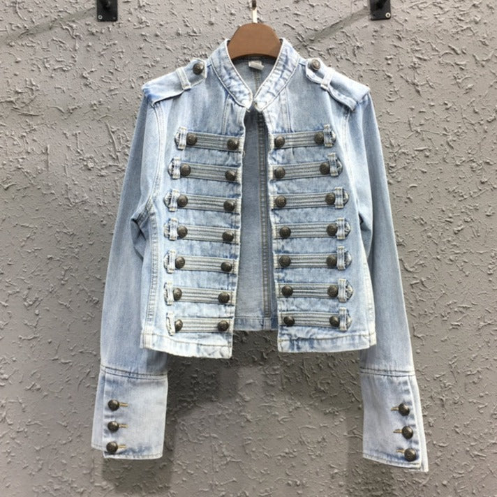 Retro Denim Military Style Jacket