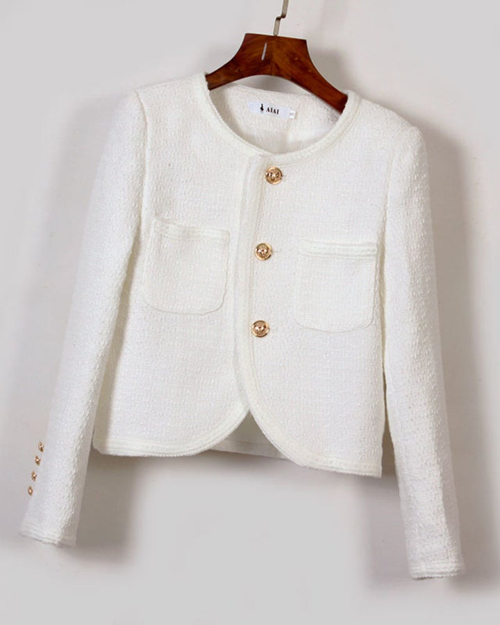 white tweed blazer