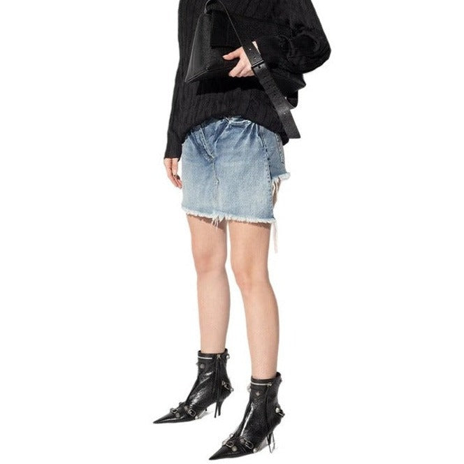 Black Leather Pointed Toe Metal Embellished Ankle Boots